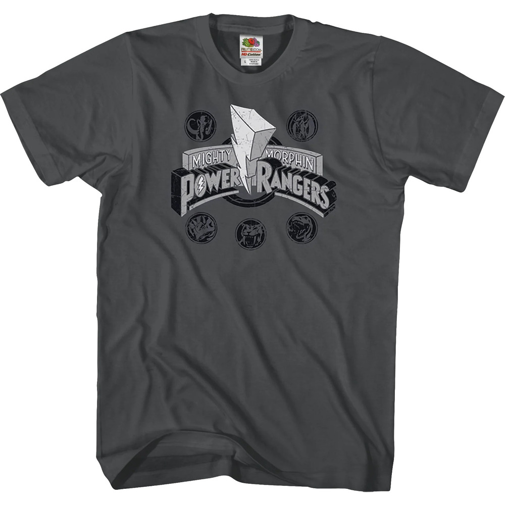 Distressed Logo Mighty Morphin Power Rangers Tshirt